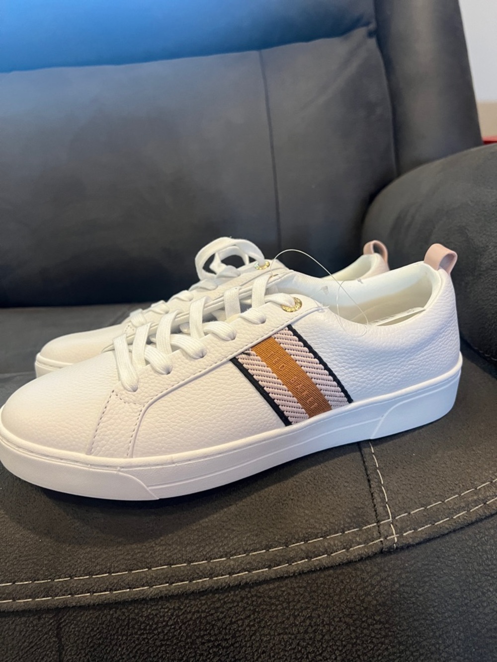 Ted Baker White Sneakers with Blush Pull Tabs